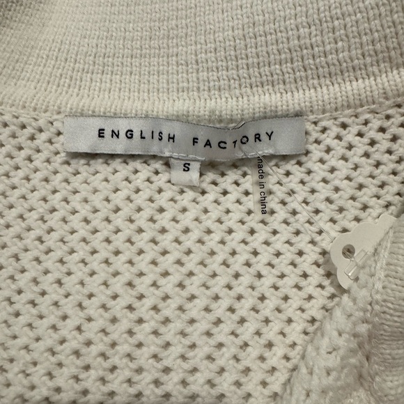 English Factory Sweater Johnny Collar Cream Mixed Media - Picture 6 of 7